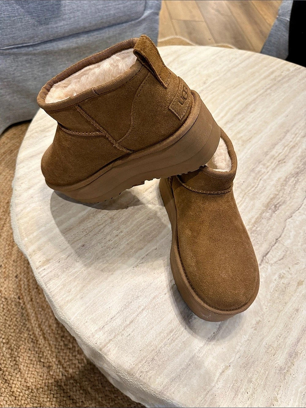UGG Classic Ultra Mini Platform Brown Ankle Boots